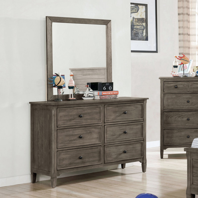 Commode double 6 tiroirs avec miroir Isiah