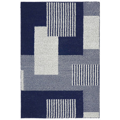 Tapis bleu marine / argenté Reon