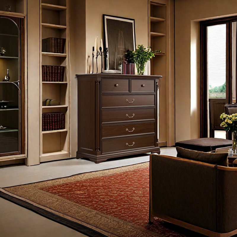 Commode d'appoint en bois massif de style européen