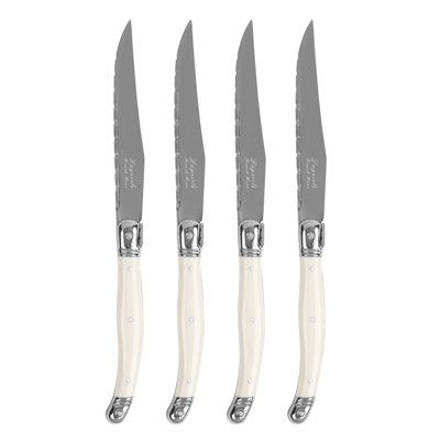 French Home Laguiole Connoisseur 4-Piece Steak Knife Set With Navy Handles
