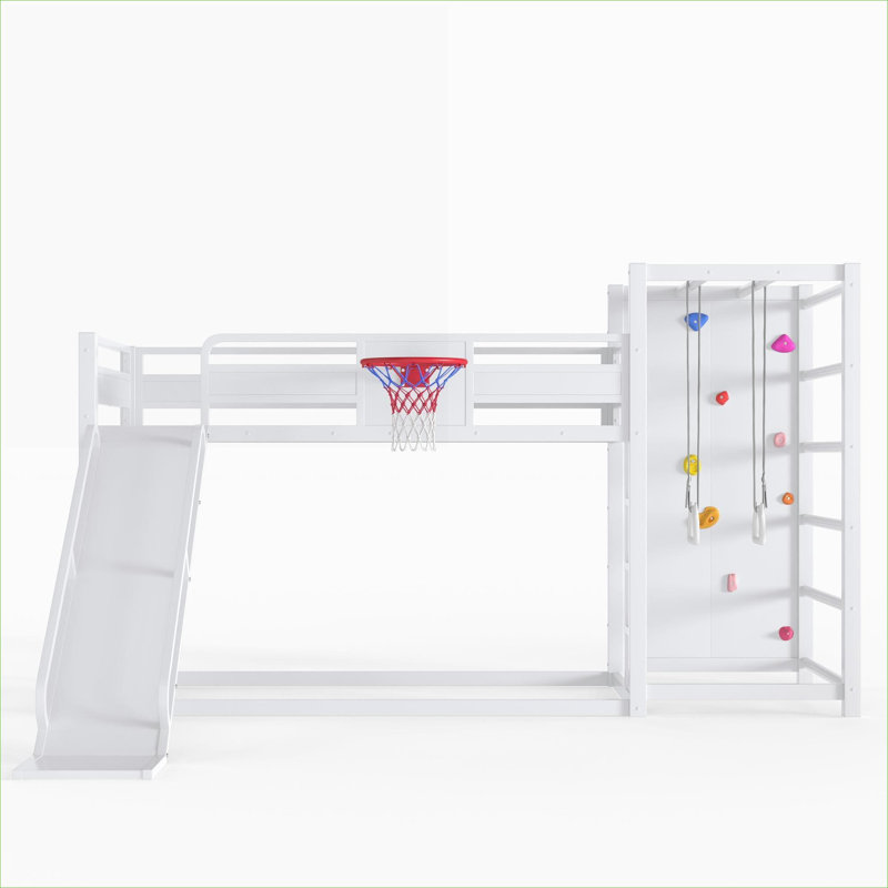 Lit mezzanine simple en métal pour enfants avec jeu de loisirs intégré