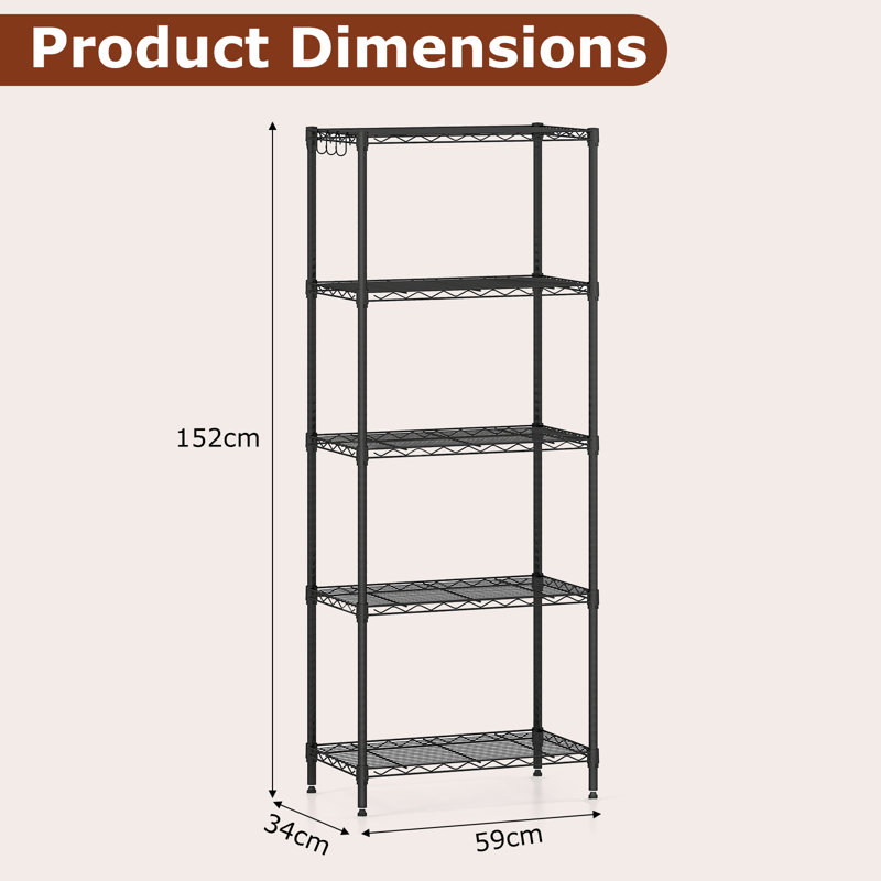 Metal Shelving Unit, 152cm H x 59cm W x 34cm D