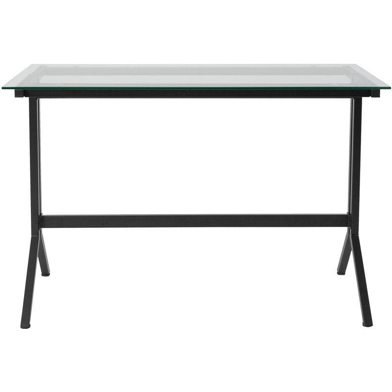 Glass Top Metal Base Computer Desk