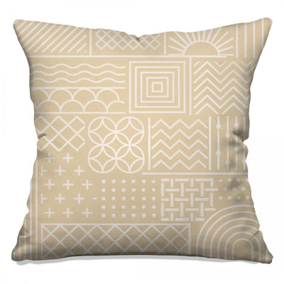 Beige Geometric Shapes Double Sided Throw Pillows