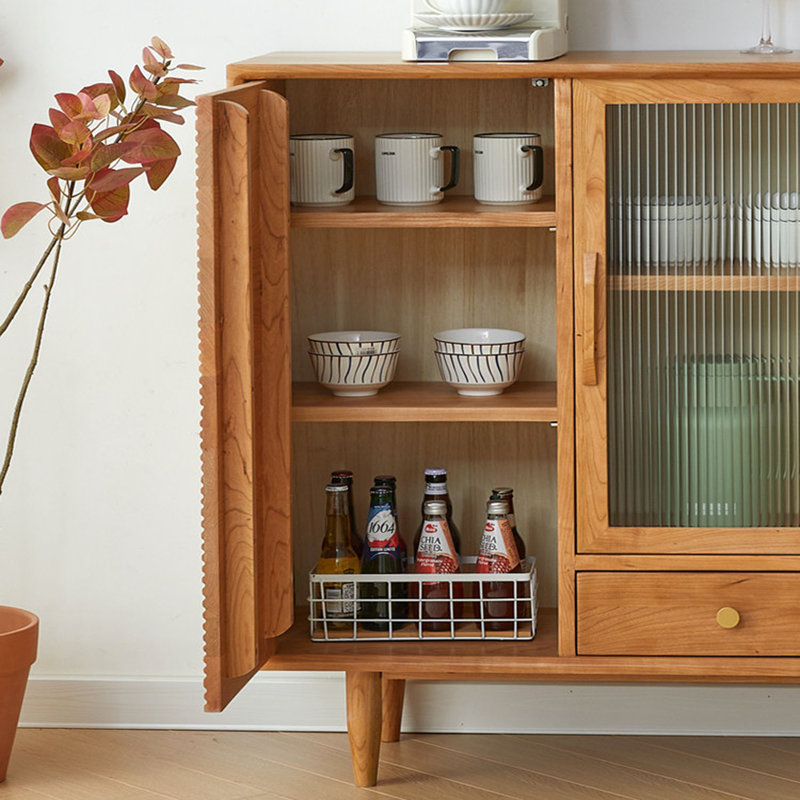 Buffet de rangement moderne en bois massif minimaliste, H 34,25 po x l 47,24 po x P 15,74 po
