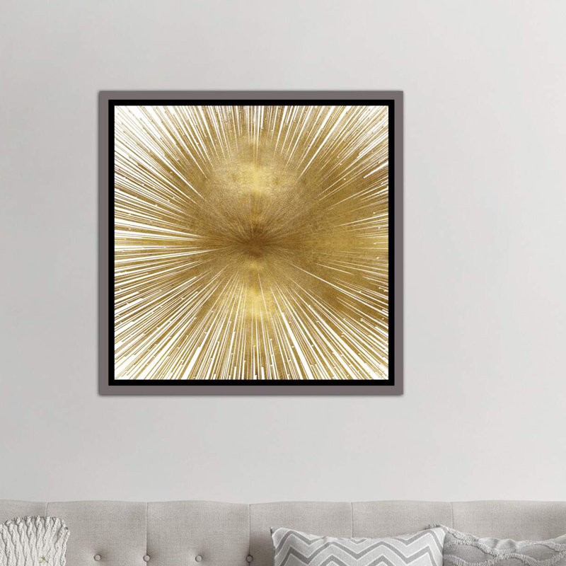 «Radiant Gold» par Abby Young - impression d'art graphique, H 18 po x l 18 po x 1,5 po, Toile encadrée de bois rustique foncé