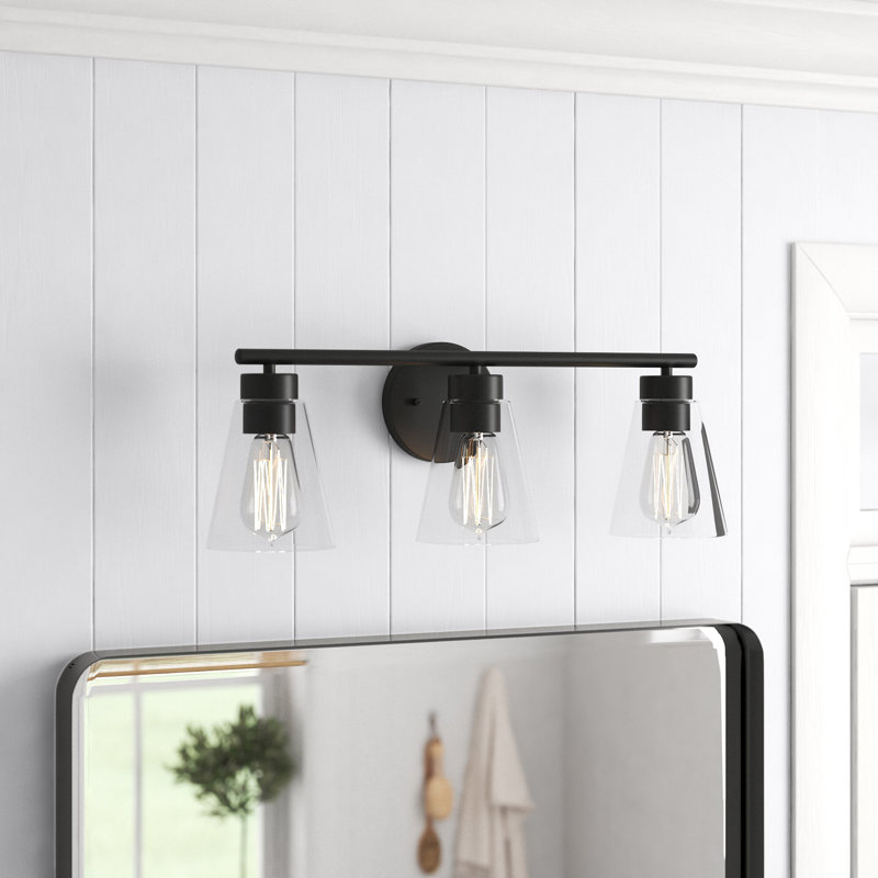 Éclairage de salle de bain à intensité variable 3 lumières Seamus, Noir mat