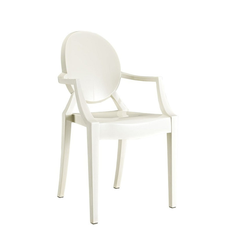 Chaise avec accoudoirs Rydel King Louis, Blanc