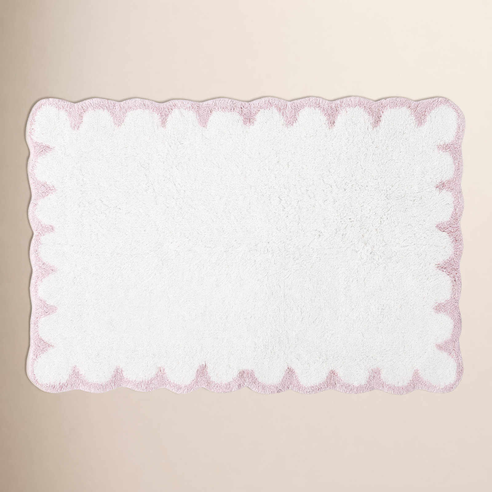 Scallop Cotton Bath Rug, Pink