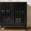Armoires avec portes grillagées à lattes rayées, armoire de rangement moderne noire, tablettes réglables, 31,5 x 15,8 x 30,7 po | Panneau de fibres à densité moyenne | Chambre à coucher