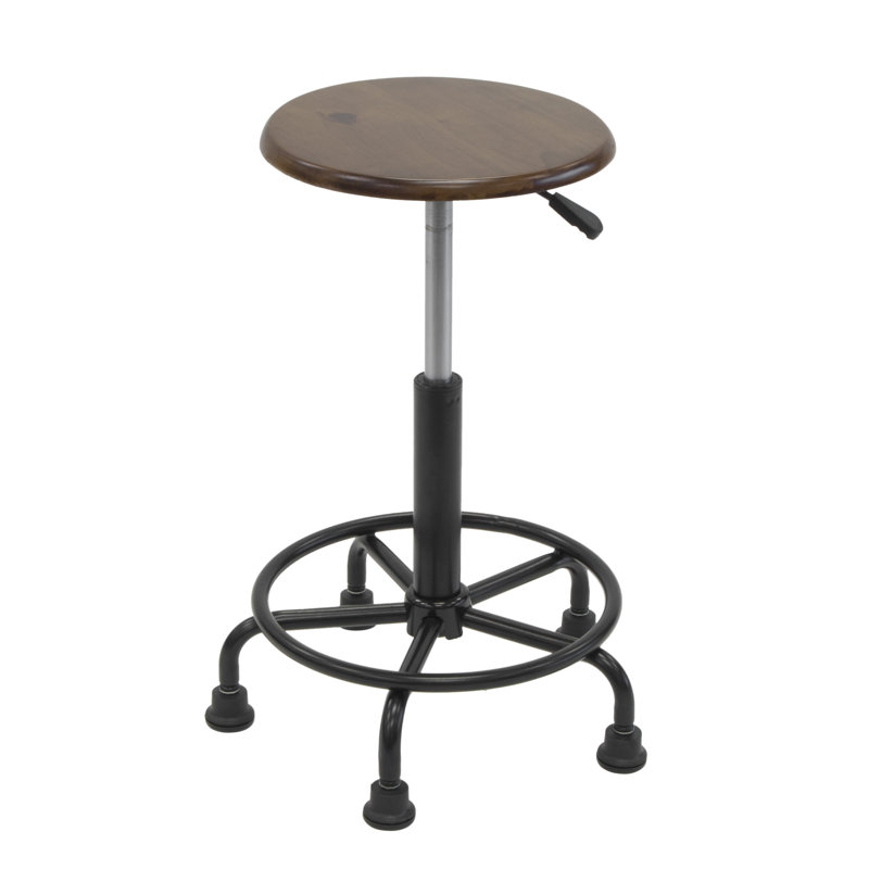 Craine Adjustable Height Industrial Stool with Footring, Rustic Oak