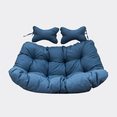 Modern Upholstered 2 Person Hanging Egg Swing Chair Cushion With Headrest
