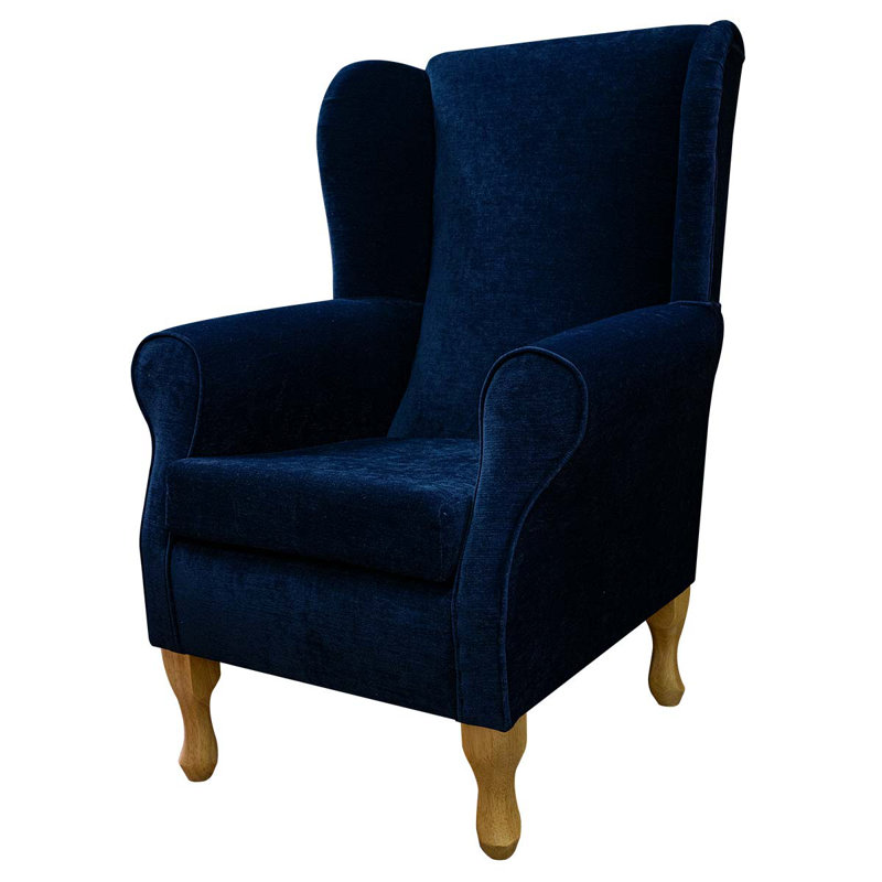 74cm Wide Tufted Velvet Wingback Chair, Blue