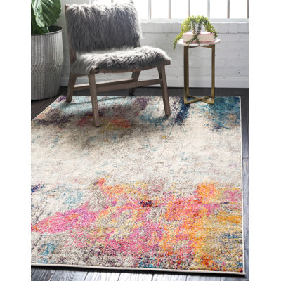 Tapis beige à motif abstrait Keimar