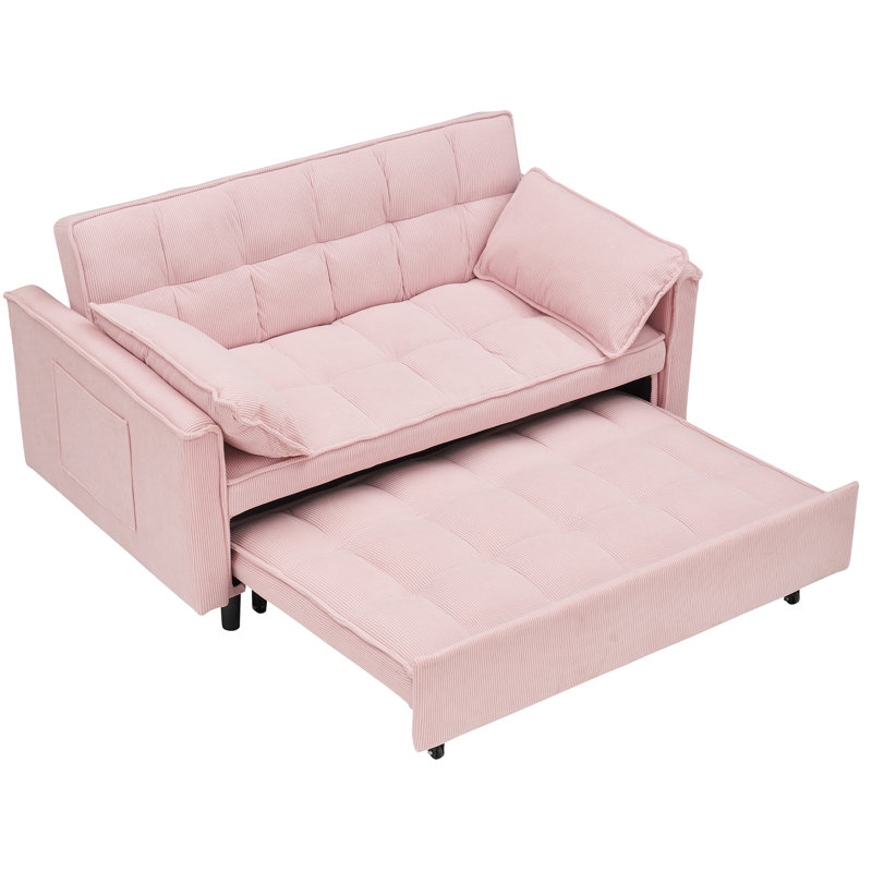 Cubbindall Upholstered Convertible Sofa Bed,Sleeper Sofa,Sofa,Modern Sofa,Accent Sofa, Pink Corduroy