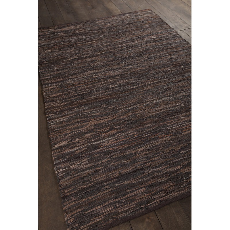 Saket Hand Loomed Modern Area Rug in Brown, Rectangle 3'6" x 5'6"