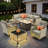 Emroy 6 - Person Outdoor Wicker Sectional Seating Group with Lighted Coffee Table and Swivel Chairs, All Weather Modular Rattan Conversation Set with Cushions-1054600633