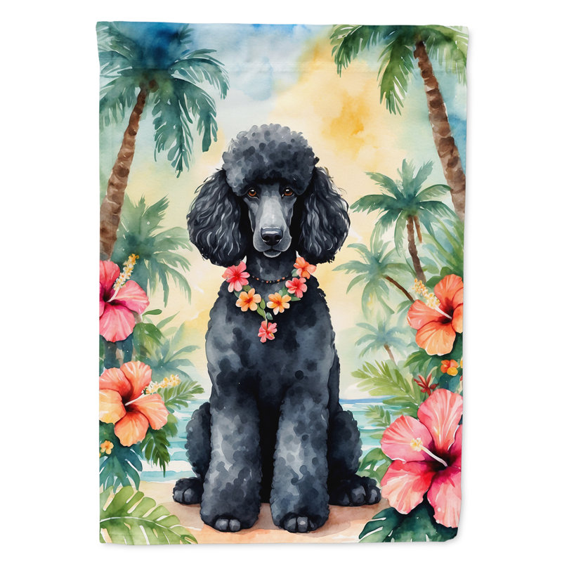 Black Poodle Luau Garden Flag
