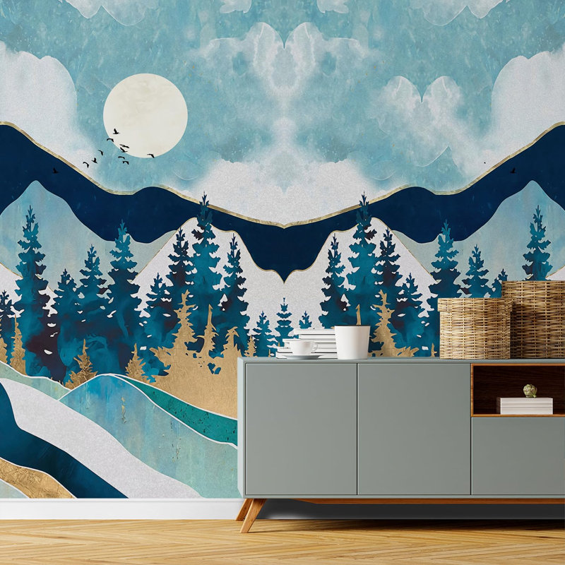 Abstract Mountains Peel & Stick Abstract Border, 72" L x 72" W