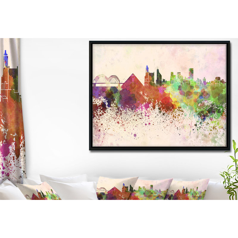 « memphis horizon », peinture sur toile encadrée, H 16 po x l 32 po x P 1 po