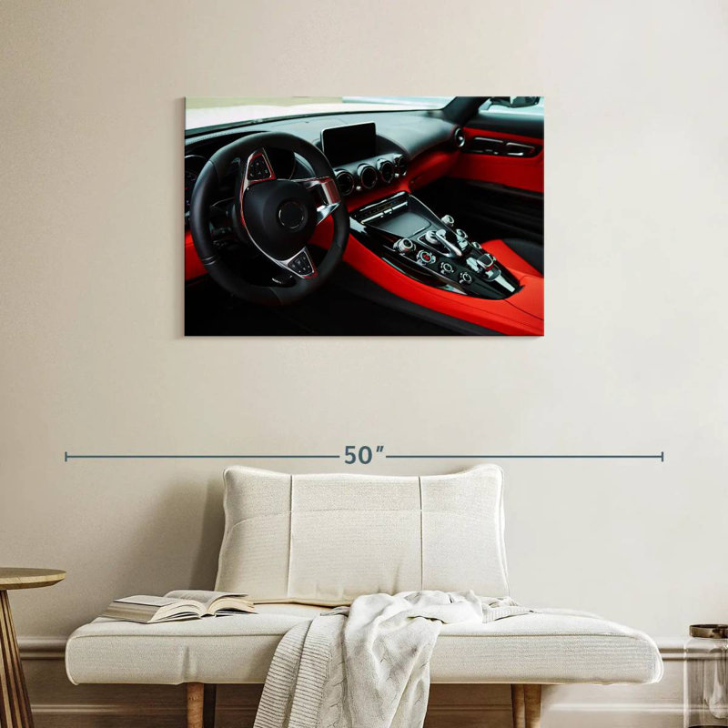 Mehar Black And Red Car Interior, 24" H x 36" W