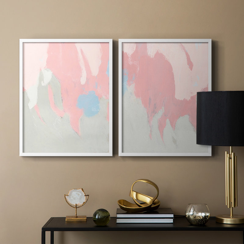 «Blush Abstract I», reproduction encadrée de qualité supérieure - prête à être accrochée - aucun clou requis - aucun clou requis