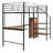 Metal Loft Bed With Desk And Metal Grid, Stylish Metal Frame Bed With Lateral Storage Ladder And Wardrobe-784147907-784147906