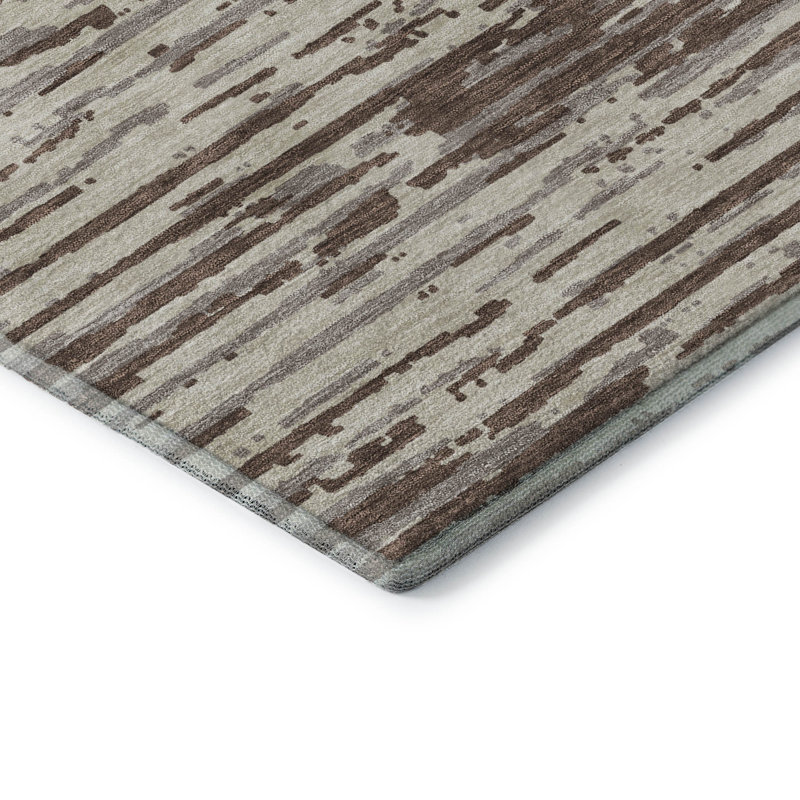 Premium Machine Washable Prisco Brown Rug, Rectangle 5' x 7'6"