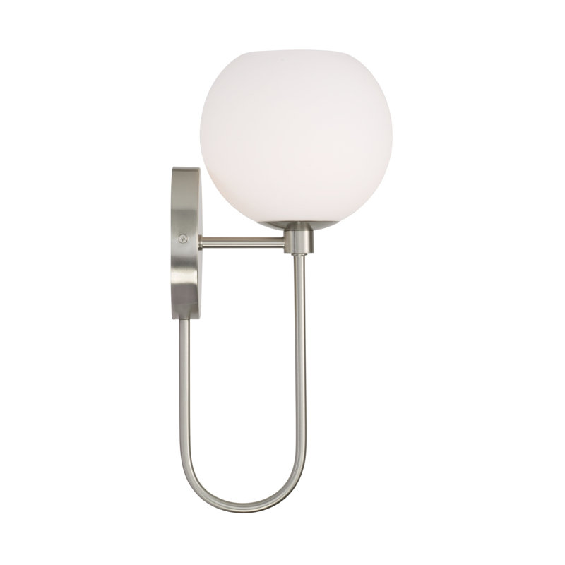 Ansley Brushed Nickel Wall Sconce with Soft White Glass Globe