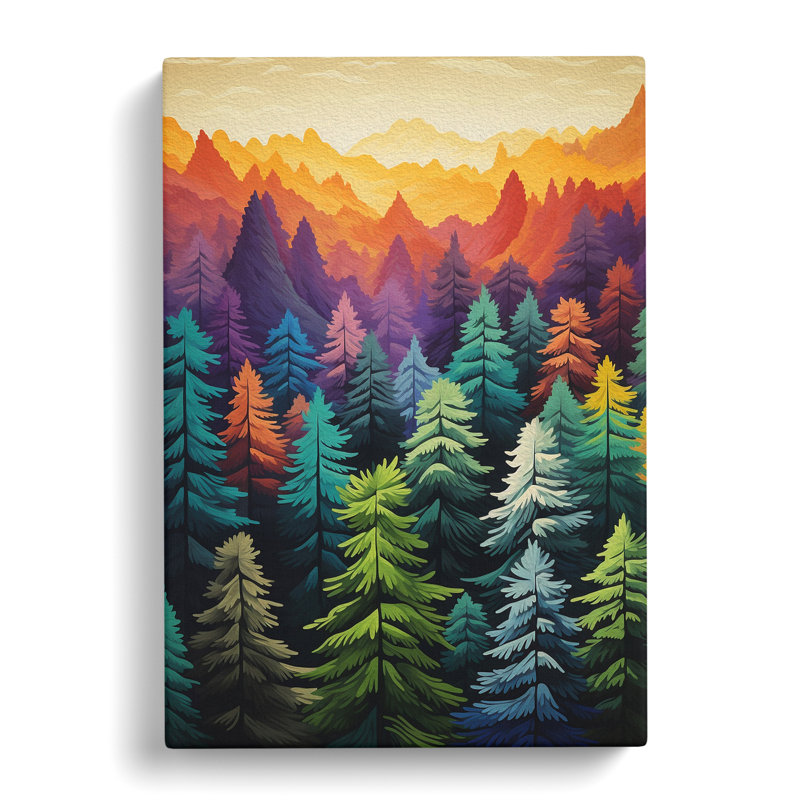 Pine Tree Colour Field - Wrapped Canvas, 60cm H x 40cm W x 3cm D