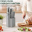 Ensemble de 18 couteaux HEESEM en acier inoxydable avec bloc en plastique, manches ergonomiques et ciseaux de cuisine, gris-135722870