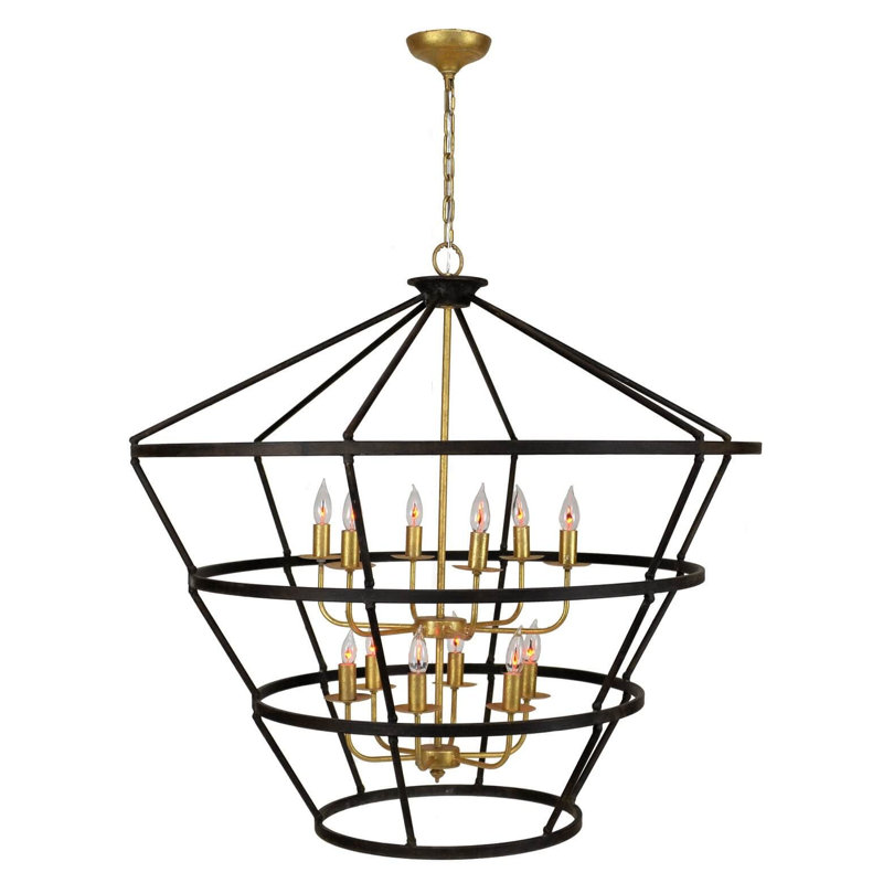 Massive 12 - Light Chandelier, Black