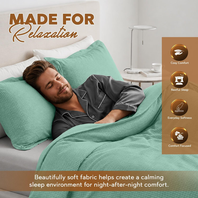GC GAVENO CAVAILIA Duvet Cover Set, Double Duvet Cover + 2 Standard Pillowcases, SAGE GREEN