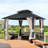 12 Ft. W x 10 Ft. D Metal Gazebo with 4-sided zippered nettings and light beige curtains