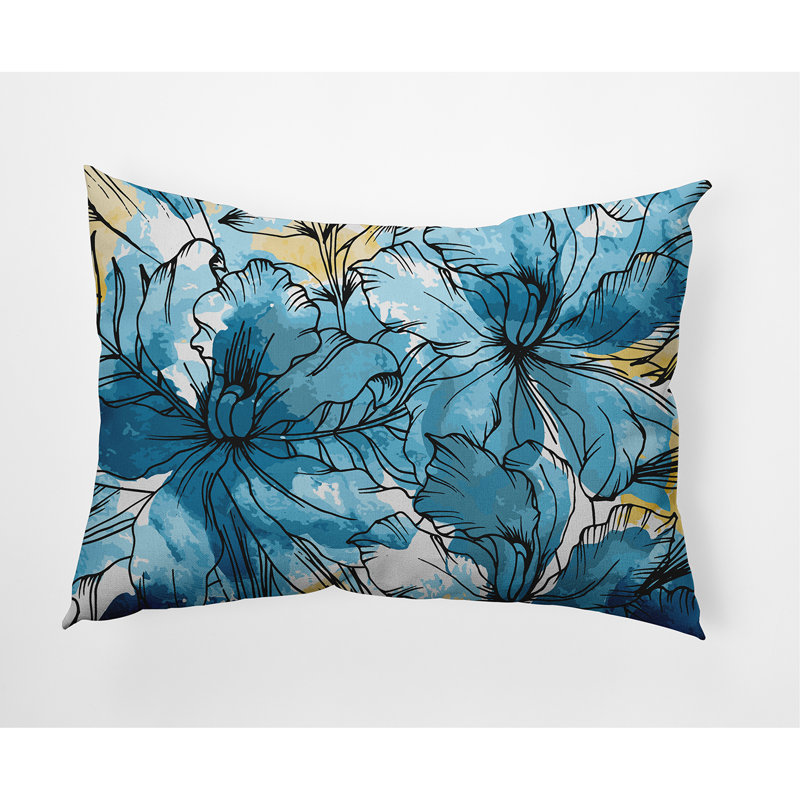 Zentangle Floral Reversible Throw Pillow, Teal
