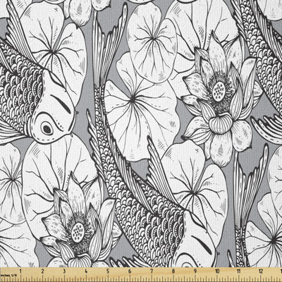 Derinna Lotus and Carp Koi Fish Multi-Purpose Fabric
