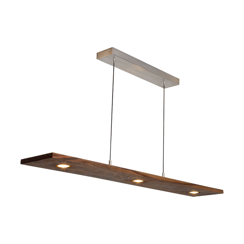 Vix Dimmable LED Pendant, Dark Stained Walnut, 0.75" H x 48" W x 8" D, 2700K