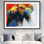 Colorful Abstract Moving Elephant - Bedroom Red Framed Print
