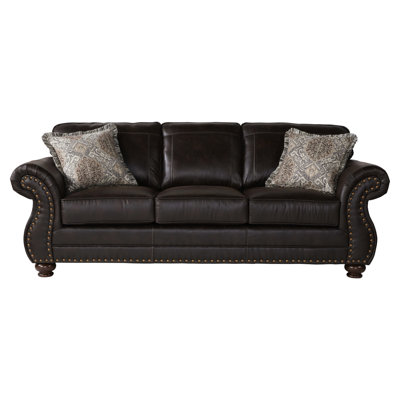 Faux Leather Upholstered 3 With Mesmerizing Nailhead Trait In , Featuring Trim, 3 Seats