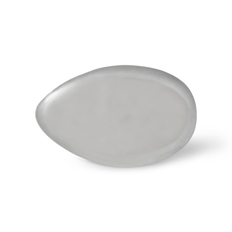 Table basse en argent liquide, H 14 po x L 42 po x l 26 po