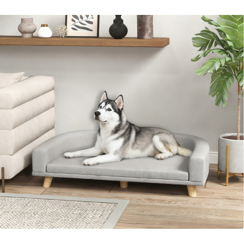 Canapé-lit pour animaux de compagnie avec coussin lavable pour grands chiens et chats, Gris