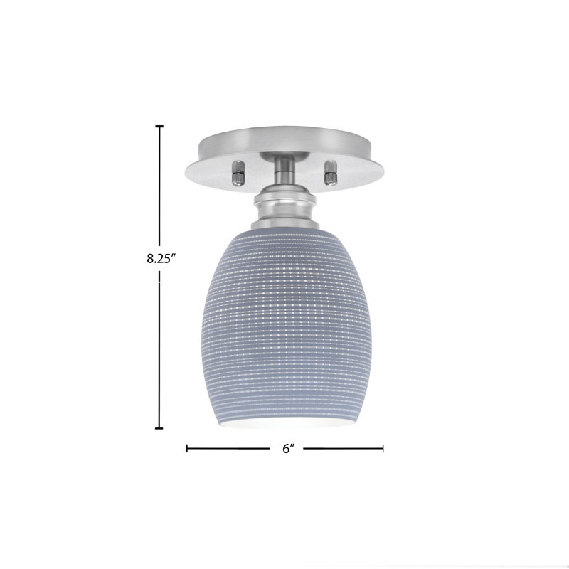 Edge 1 Light Semi-Flush With 5" Gray Matrix Glass, Brushed Nickel