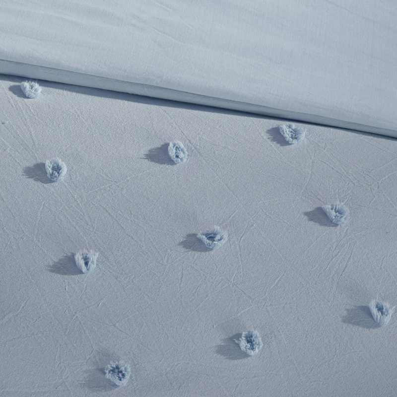 Ensemble d'édredon en jacquard de coton Brooklyn avec taies décoratives européennes et coussins décoratifs, Bleu