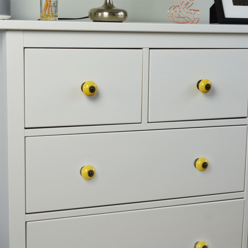 Nicola Spring - Round Ceramic Cabinet Knobs, Yellow