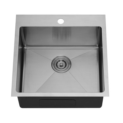 20" L x 20" W Drop-In Kitchen Sink With Basket Strainer