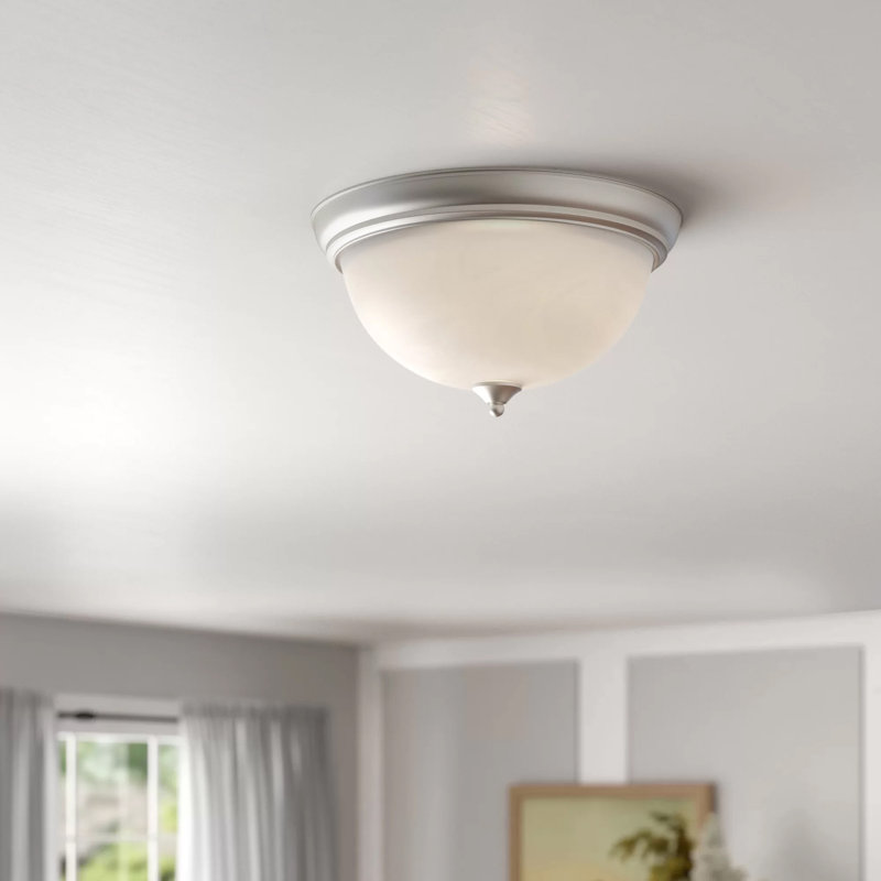 Sprague Glass Flush Mount, Marble/Satin Nickel, 6" H x 13.5" W