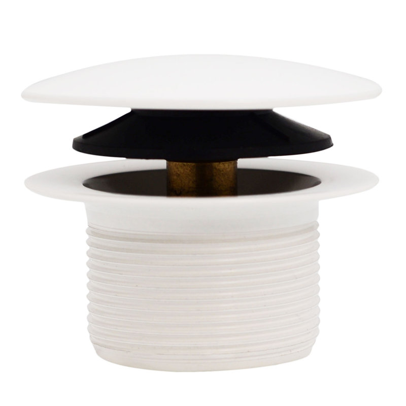 Powder Coat White 1.5" Mushroom Tip-Toe Bathtub Drain Stopper