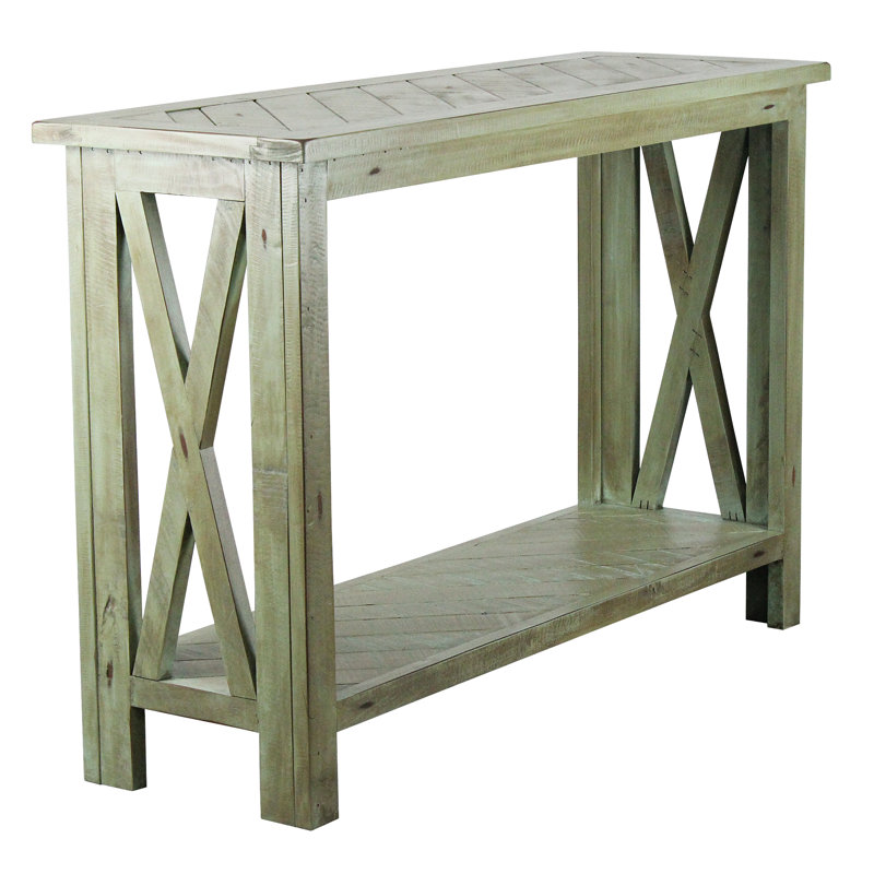 Piermichele 48'' Solid Wood Top Console Table, Rustic Aquamarine