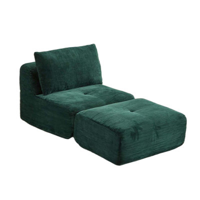 Fauteuil 69,68 po en velours côtelé entièrement rembourré avec repose-pieds