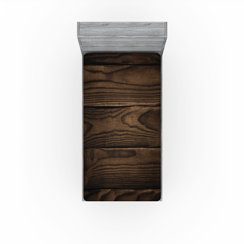 Ensemble de 2 draps-housses Ambesonne, Drap-housse simple TG, Brun / bois et déclin 2